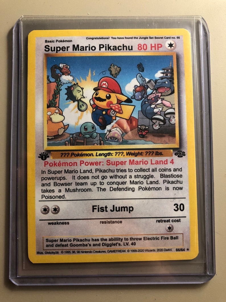 Super Mario Pikachu Wotc Classic Custom Style Pokemon Card Etsy