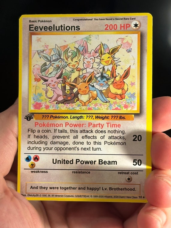 Eeveelutions Party Time Vintage Pokemon Card Art Wotc Style 