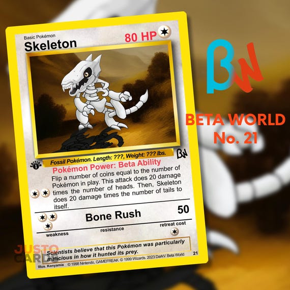Skeleton - Beta World 21 Custom Pokemon Card - Etsy Singapore