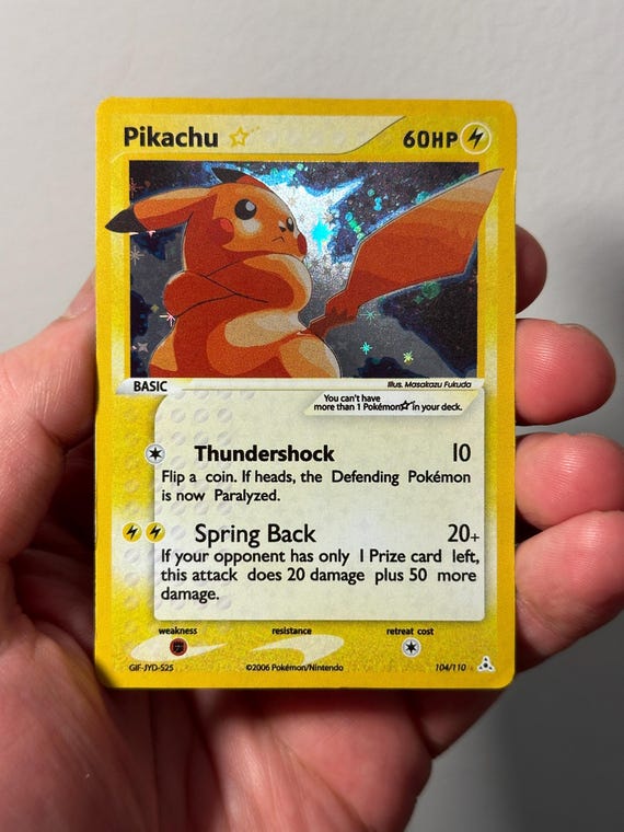 Pikachu Gold Star Art Custom Pokemon Card Holo - Etsy