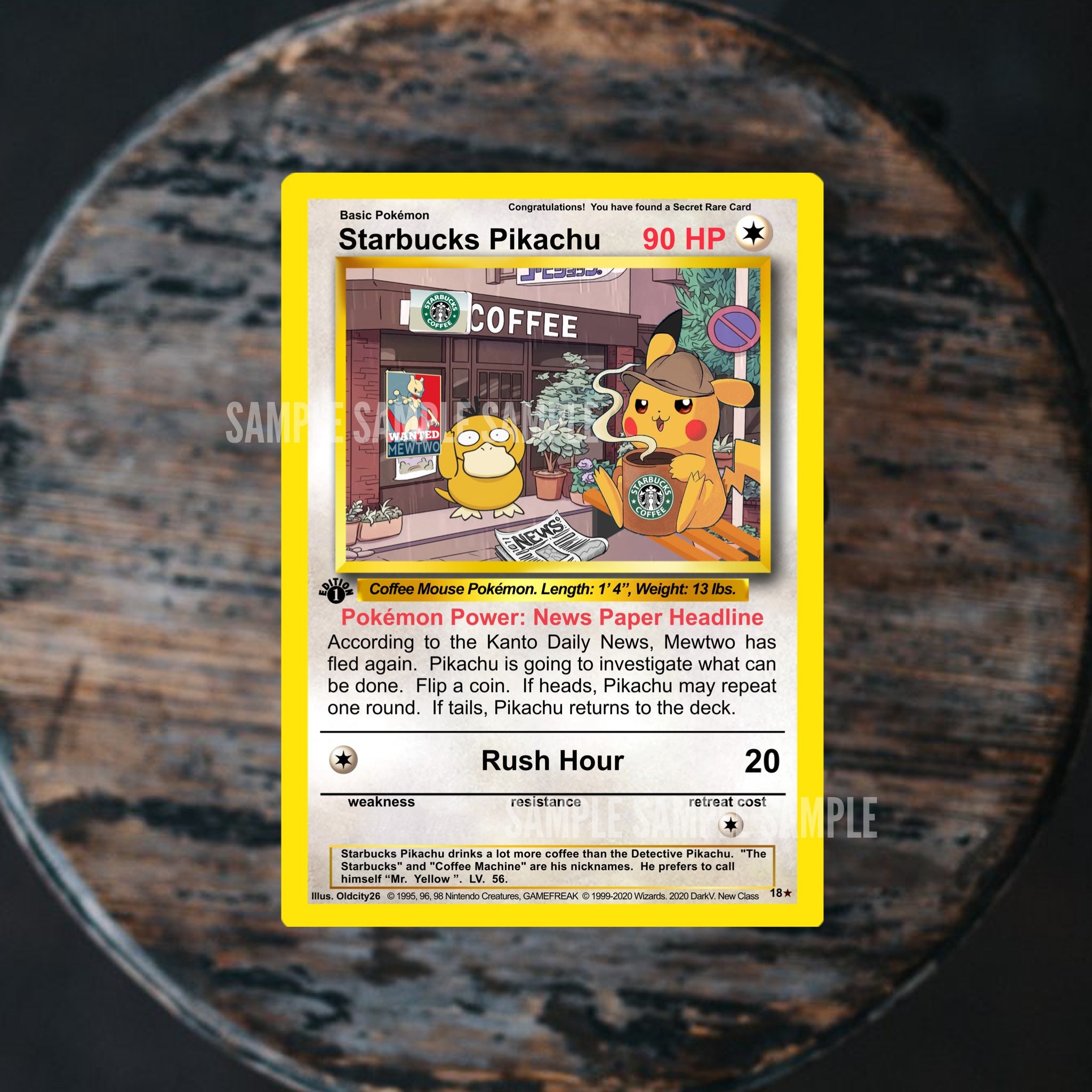 Starbucks Pikachu Coffee Rush Hour Custom Pokemon Card - Etsy Finland