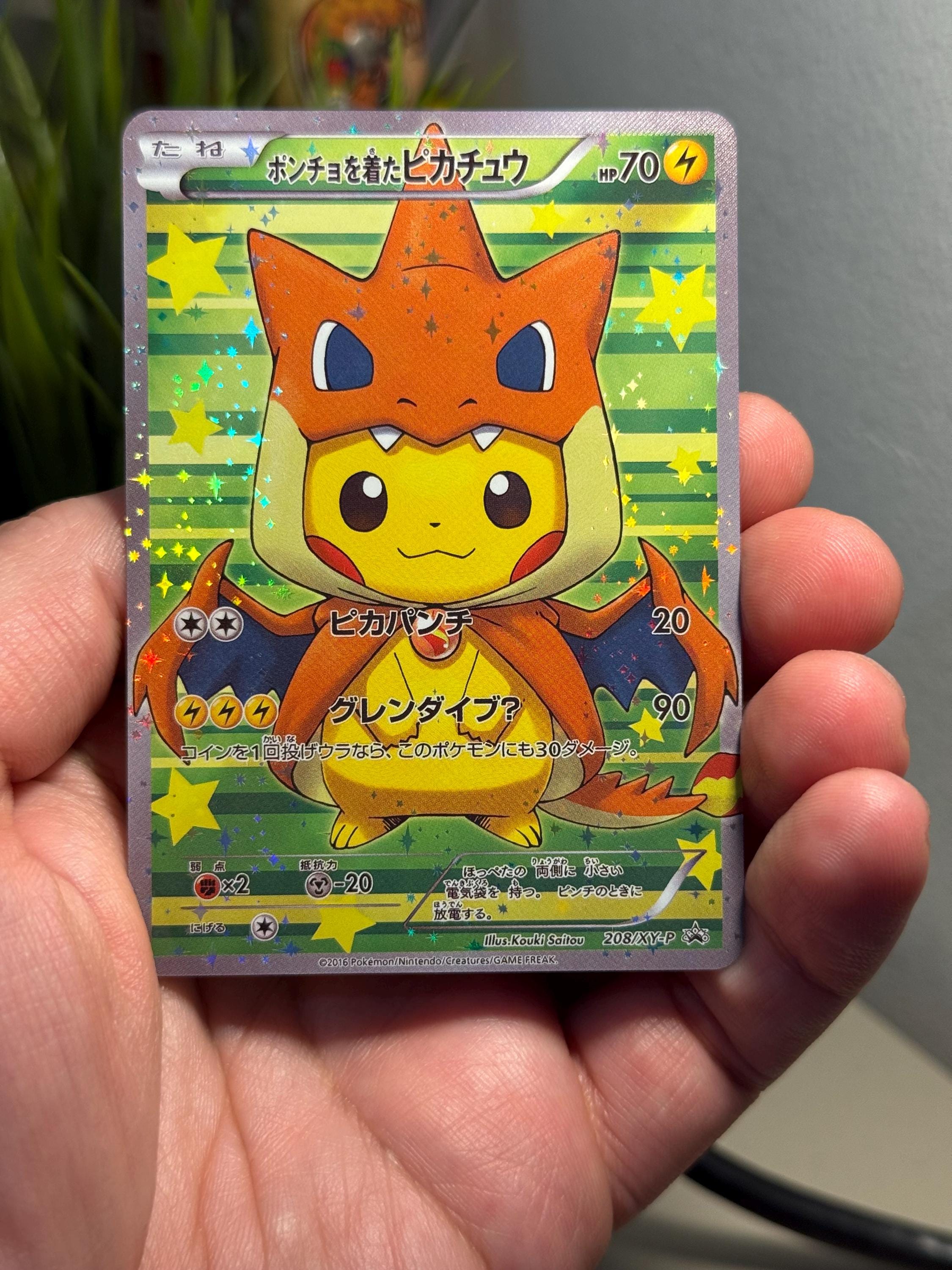 Poncho Wear Pikachu Charizard Y Custom Pokemon Card Galactic Holo