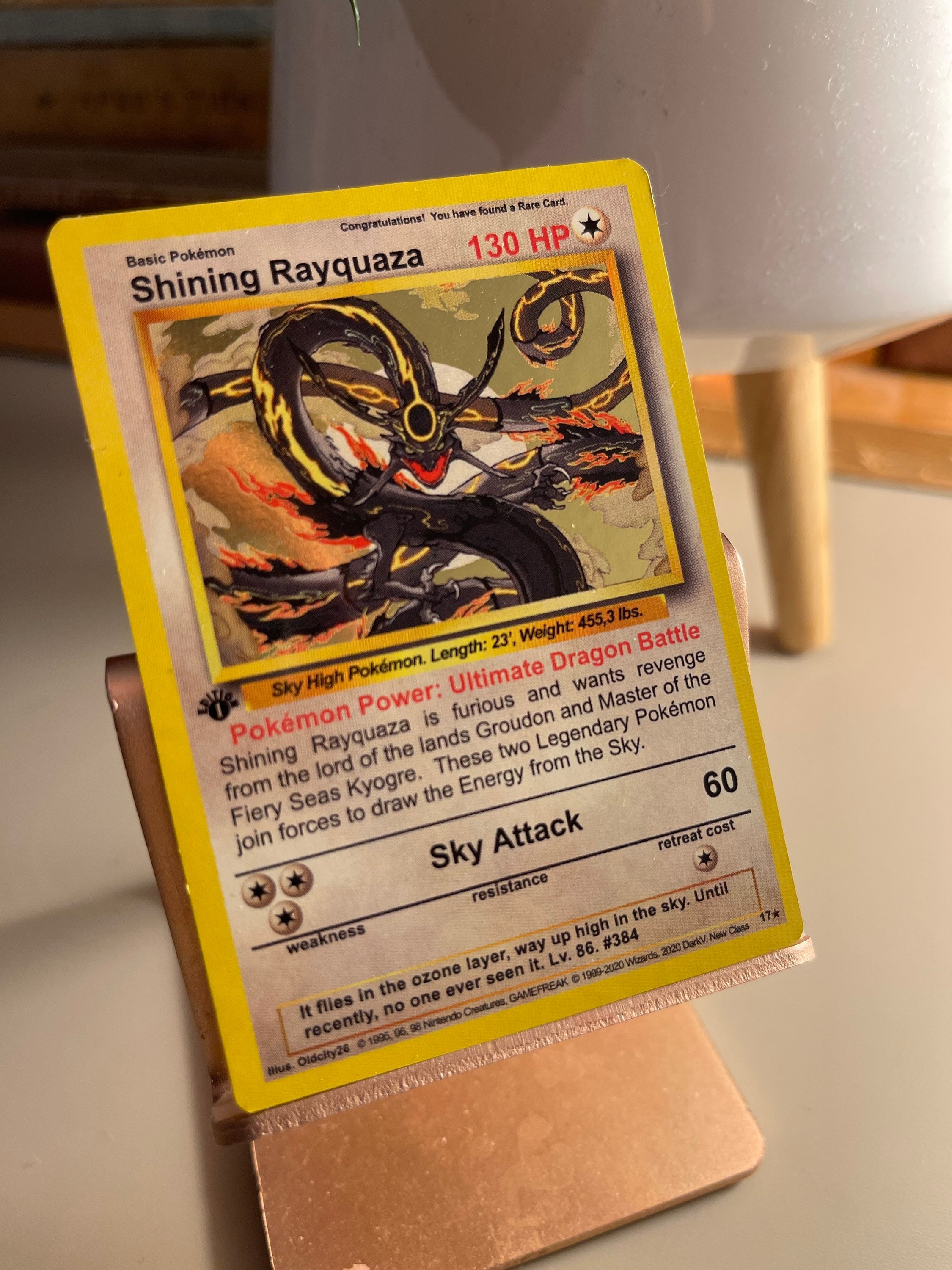Shining Rayquaza Gold Holo Wotc Style Pokemon Art Card 