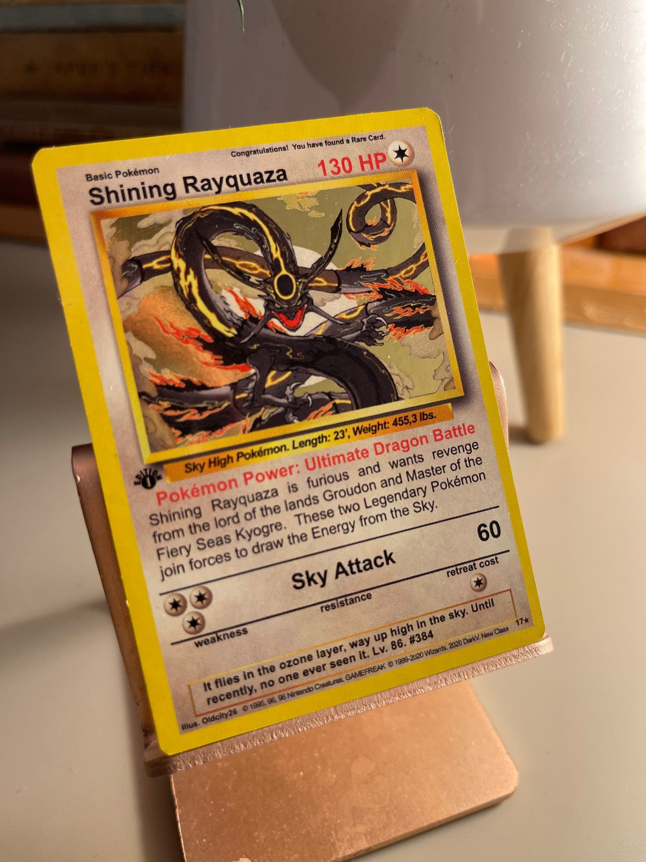 Shining Rayquaza Gold Holo Wotc Style Pokemon Art Card -  Israel