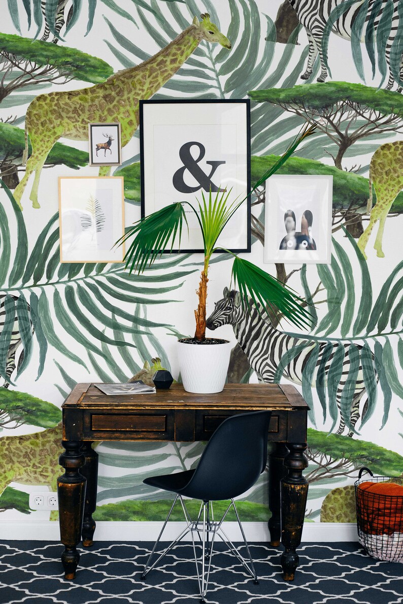 Tropical Jungle Removable Wallpaper Wall Mural Peel and Etsy
