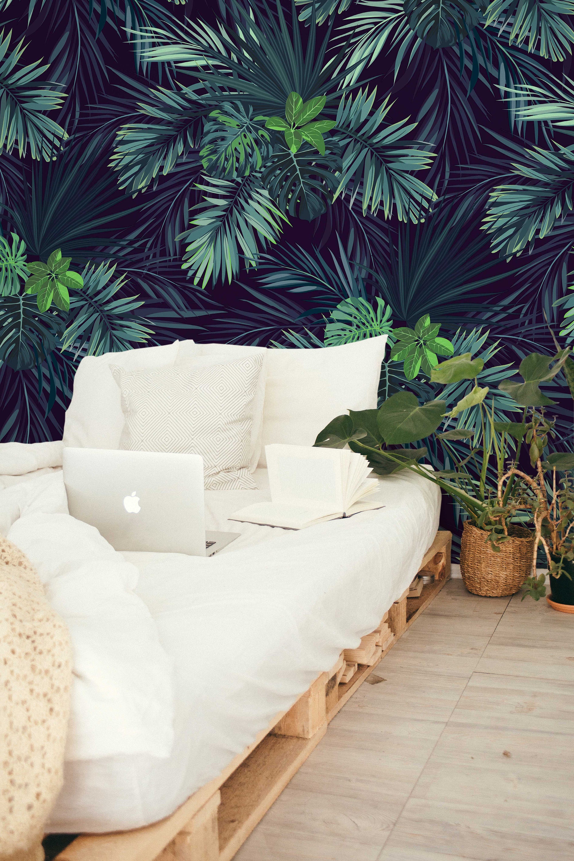 Tropical Leaves Removable Wallpaper Wall Mural Peel and Etsy