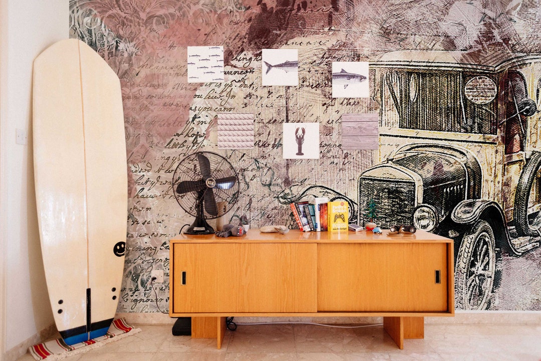 Vintage Car Removable Wallpaper Wall Mural Peel and Stick - Etsy