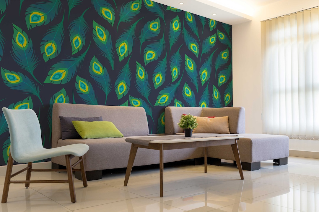 Peacocks Removable Wallpaper Wall Mural Peel and Stick Etsy