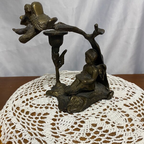 Bronze Cherub Candle Holder Etsy