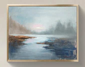 14x11 Landschaftsbild im impressionistischen Stil — vom Künstler signiert.