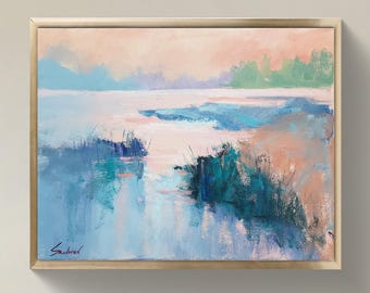 14x11 Landschaftsbild im impressionistischen Stil — vom Künstler signiert.
