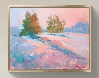 14x11 Landschaftsbild im impressionistischen Stil — vom Künstler signiert.