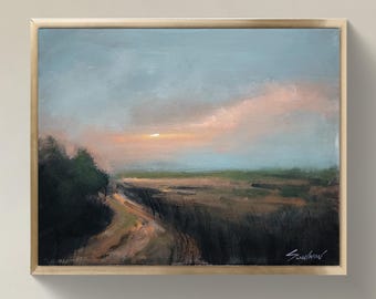 14x11 Landschaftsbild im impressionistischen Stil — vom Künstler signiert.