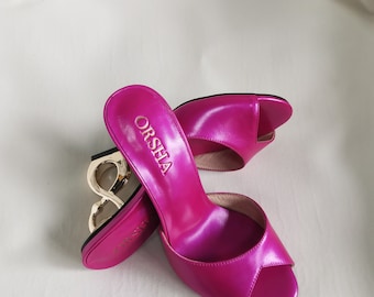 Quality Pink Genuine Leather Designer Heels