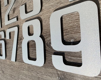 8 Inch Metallic Silver Modern House Numbers