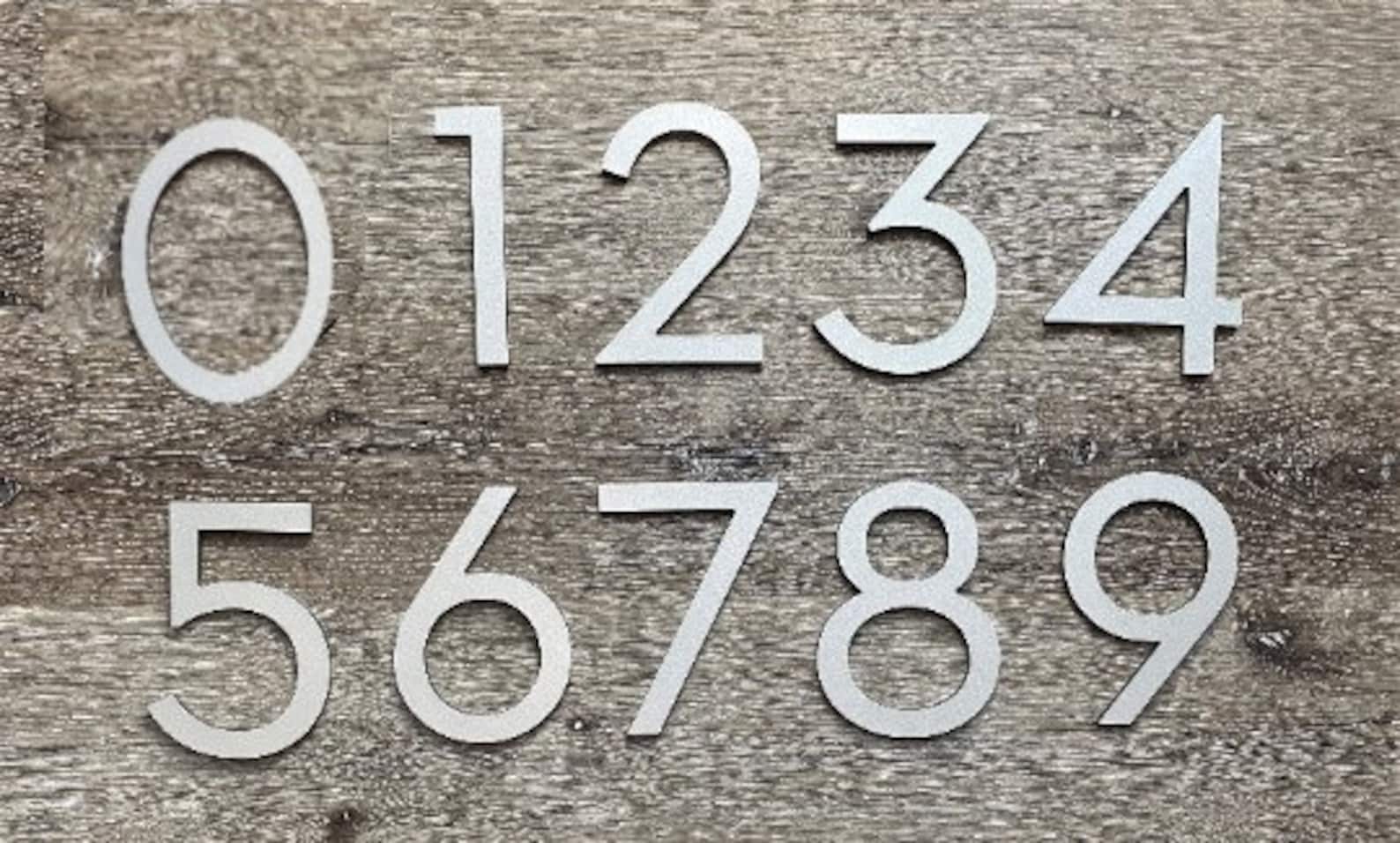 4 Inch Metallic Silver House Numbersaddress Numbers Etsy