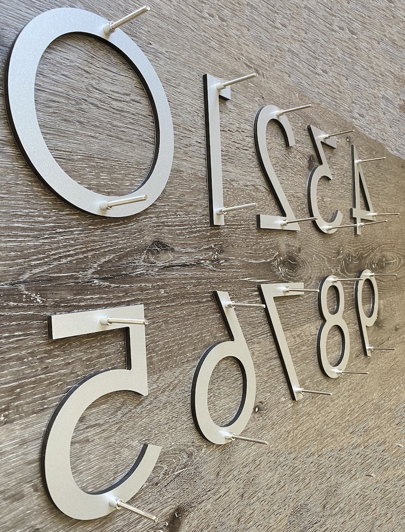 4 Inch Metallic Silver House Numbersaddress Numbers Etsy UK