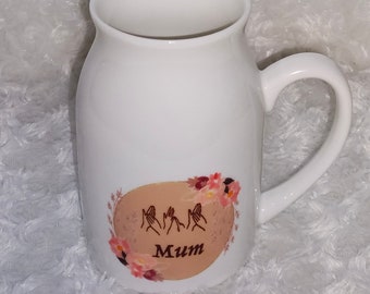 Mum, Milk Jug Vase, in BSL, Milk Mug, Mum Vase