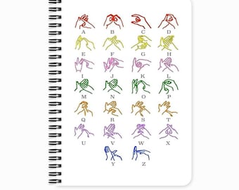 BSL Alphabet Notebook, Lined, A5 Journal.