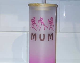 17oz BSL MUM Ombre Frosted Glass, Pink