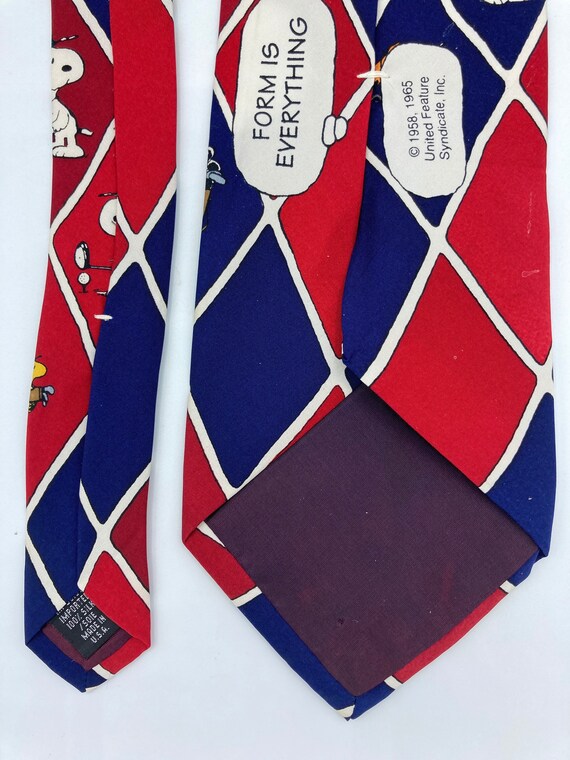 Vintage Snoopy Golf Necktie: Peanuts Woodstock Caddy View 6