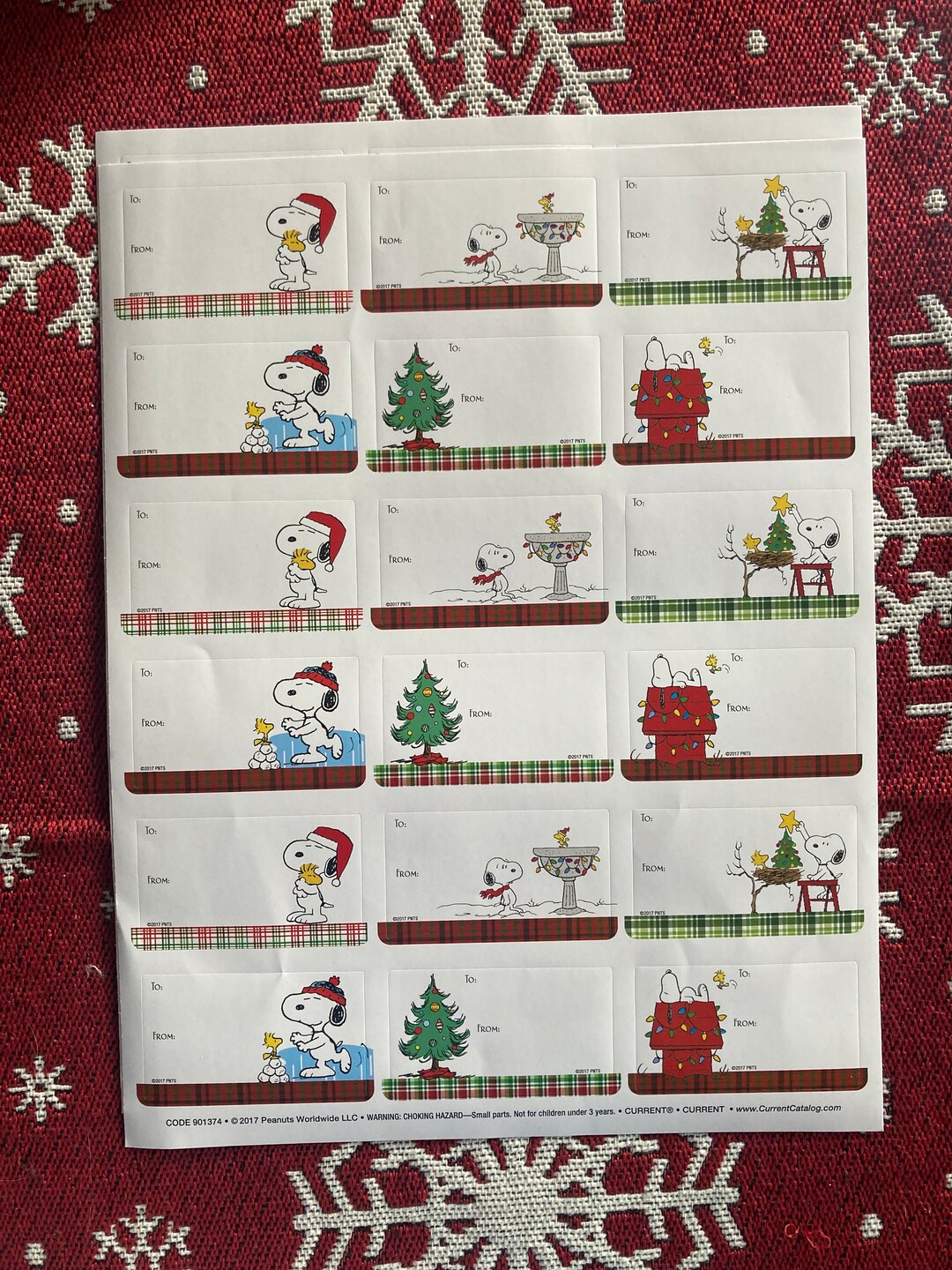 Snoopy Peanuts Christmas Gift Label Stickers 2 Sheets per Pack Etsy