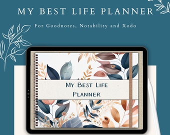 Undated digital planner for GoodNotes, wellness journal, goal setting planner, journal prompts, mental health planner, ultimate life planner