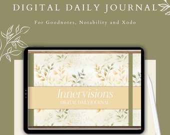 Digital diary, Wellness journal, Daily Digital Journal, Goodnotes Notebook, Journal Prompts, Monthly Goal Planner, Landscape Journal