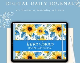 Digital diary, Wellness journal, Daily Digital Journal, Goodnotes Notebook, Journal Prompts, Monthly Goal Planner, Landscape Journal