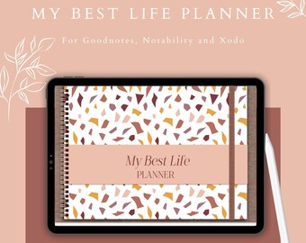Undated digital planner for GoodNotes, wellness journal, goal setting planner, journal prompts, mental health planner, ultimate life planner