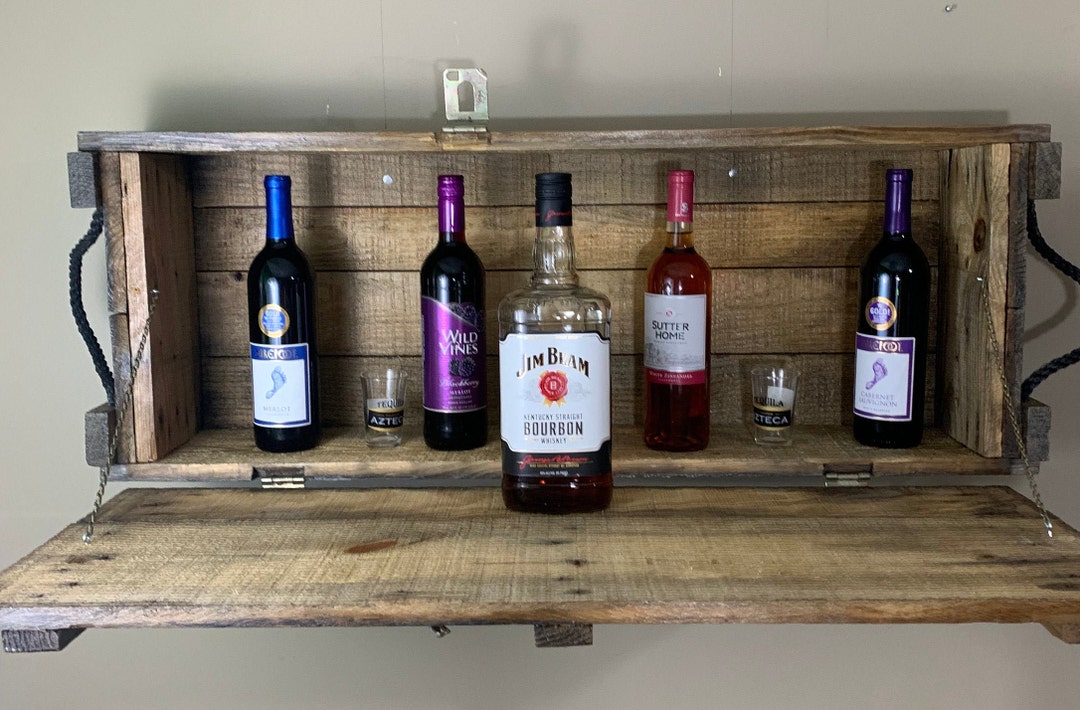 Rustic vintage wine Rack Mini Bar Reclaimed From Ammo Etsy