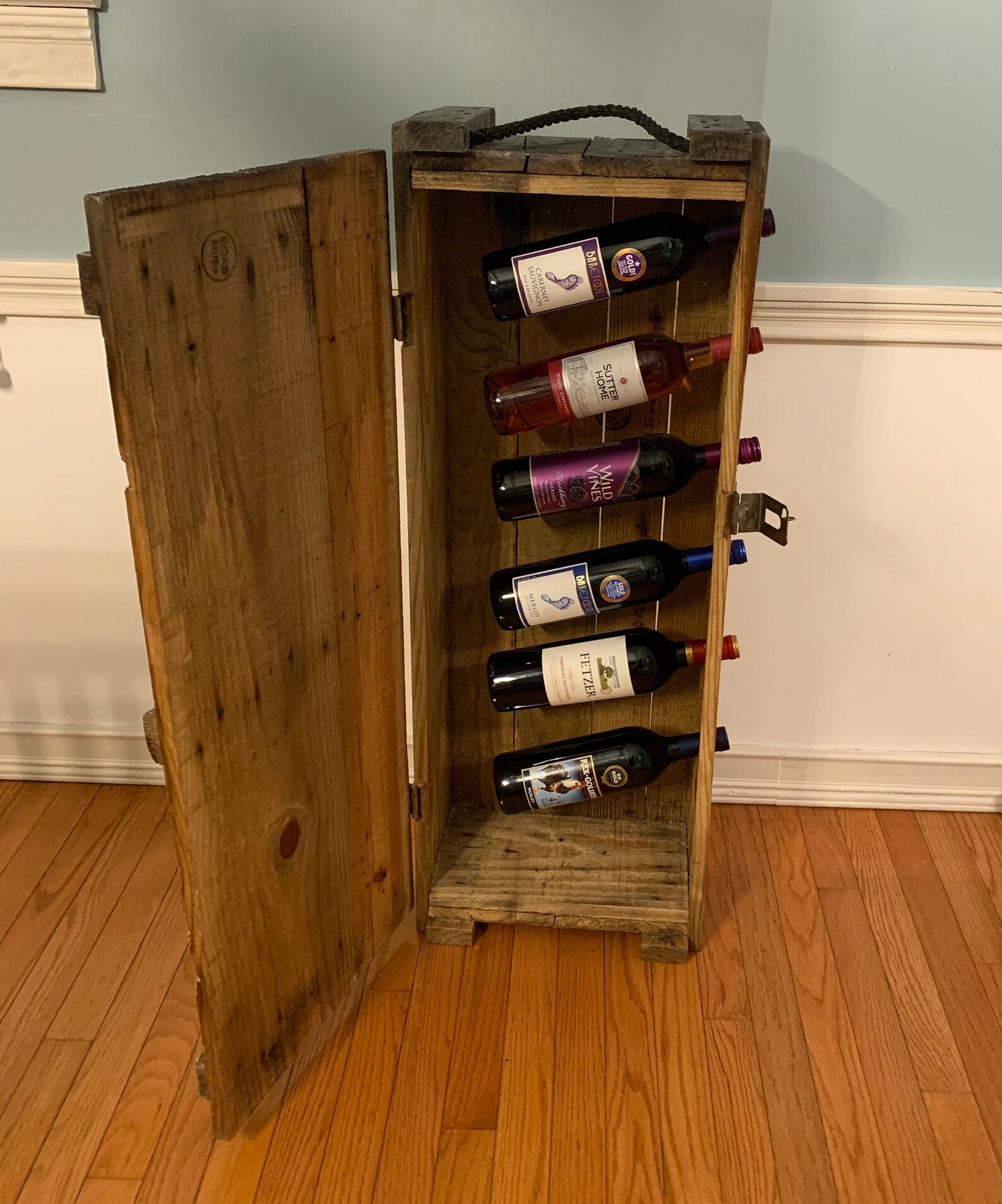 Rustic vintage wine Rack Mini Bar Reclaimed From Ammo Etsy
