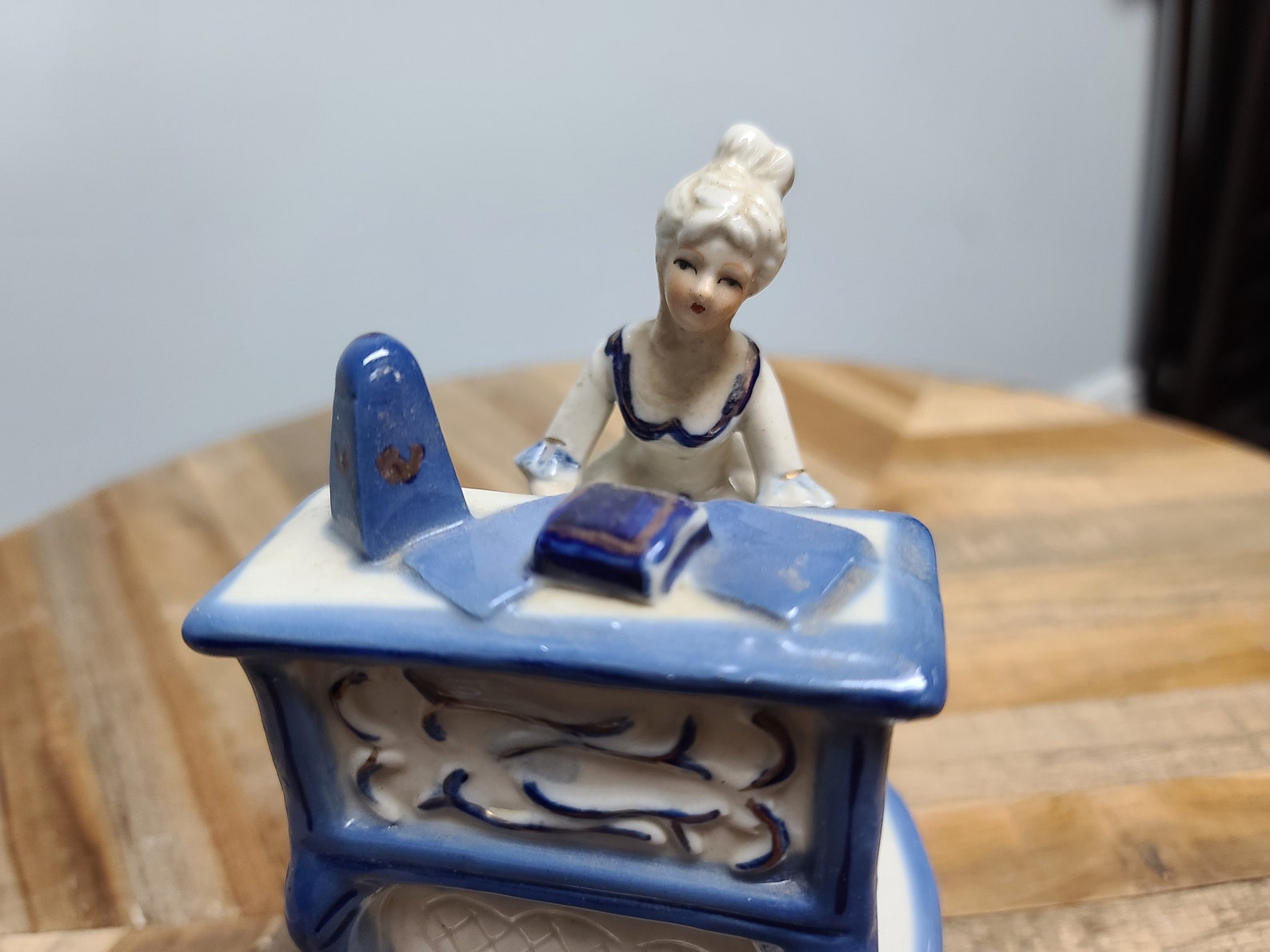 Vintage Music Box Porcelain Woman Playing Piano Music Box Etsy