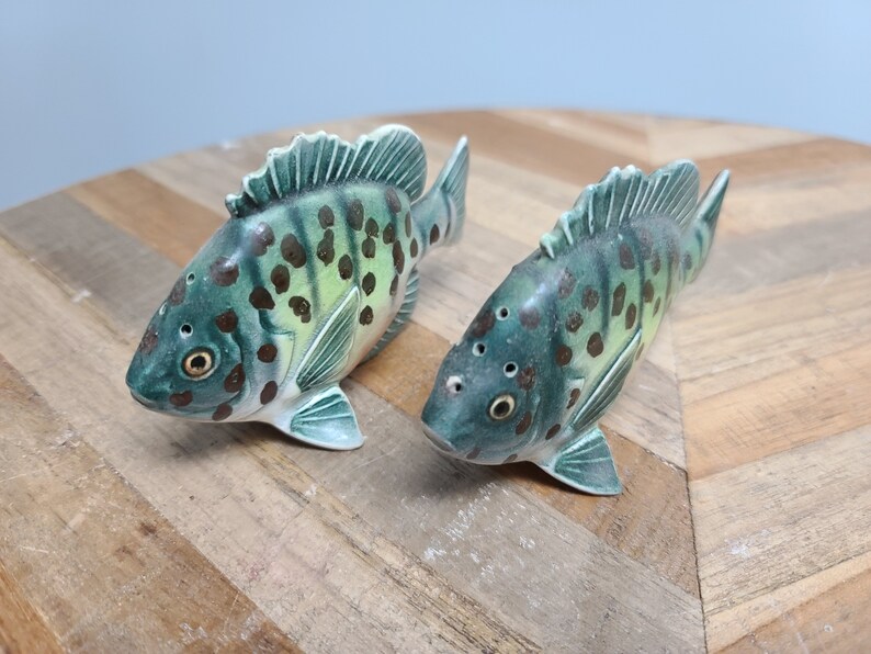 Vintage Salt and Pepper Shakers Bass Fish Salt and Pepper Etsy