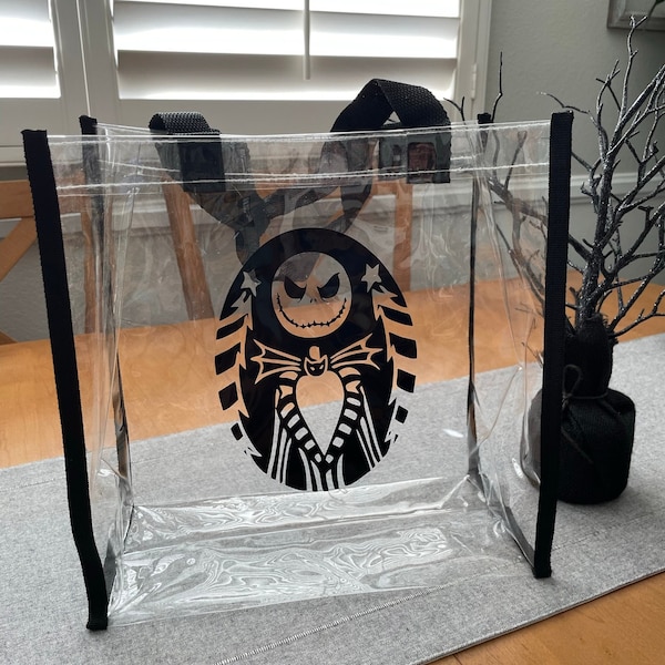 Halloween Clear Transparent Tote Bag with Straps | Stadium Approved | Halloween Trick/Treat|Candy| School|Beach |Travel Bag |Gift bag