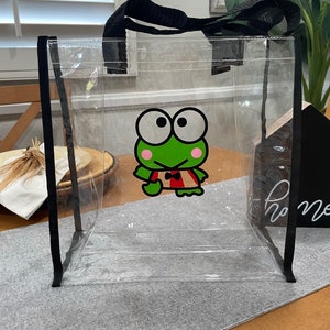 Frog Clear Transparent Tote Bag with Straps | Stadium Approved | Character bag | Beach Tote |Travel Bag |Gift Bag
