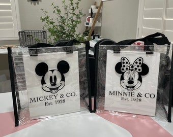 Mickey| Minnie Clear Transparent Tote Bag with Straps | Disneyland Bag | Disney| Minnie | Beach Tote |Travel Bag |Shopping Bag |Gift Bag