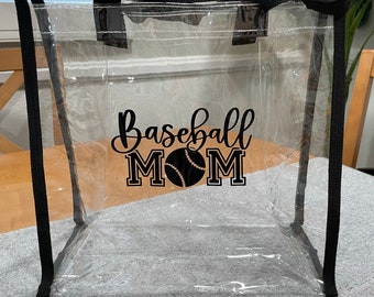 Baseball Mom Clear Tote Bag: Stadium Approved PVC Game Day Bag