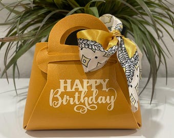 Birthday Personalized Mini Gift Bag: Faux Leather Jewelry, Gift Card Holder, Keepsake