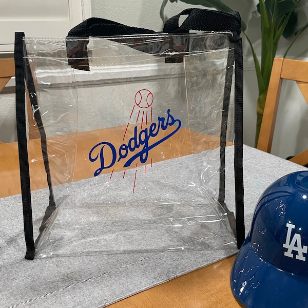 Personalized Clear Transparent Tote Bag with Straps | Stadium Approved | Team tote |Dodger tote | Game Bag| Gift Bag |Travel Bag |LA Bag