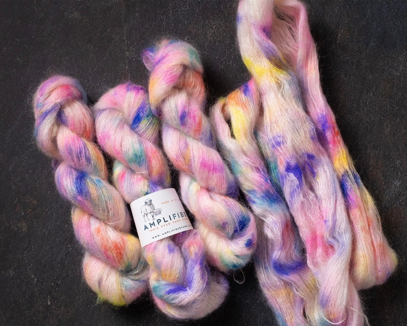 Confetti Cake . Mohair Silk Lace . Hand-Dyed Yarn Speckled image 1