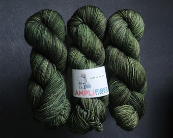 In The Pines . DK . 85/15 SW Merino Nylon - Amplifiber Hand Dyed Yarn  - Lightly Speckled Tonal