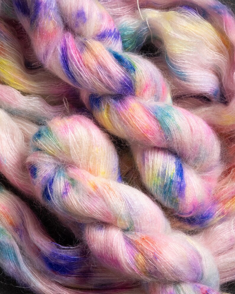 Confetti Cake . Mohair Silk Lace . Hand-Dyed Yarn Speckled image 4