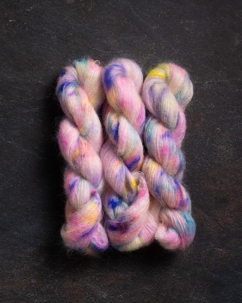 Confetti Cake . Mohair Silk Lace . Hand-Dyed Yarn Speckled image 5