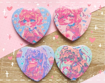 Doki Doki Literature Club heart badges - 57mm button pins