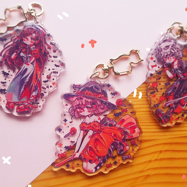 Danganronpa Halloween charms - 3" acrylic glitter epoxy keychains