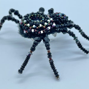 Black handmade spider brooch