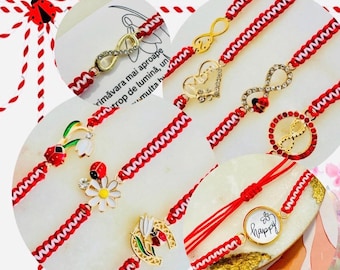 Lucky Martisor Bracelet Spring Charm Ladybug Daisy snowdrop infinite mom