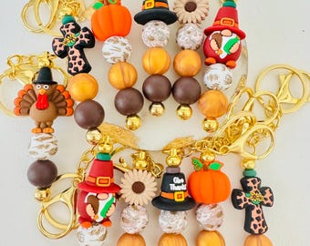 Thanksgiving Silicone Keychain, fall Keychain