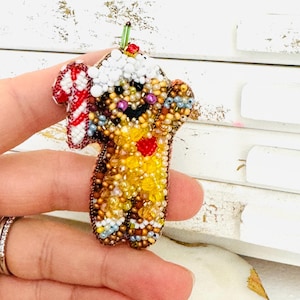 Gingerbread Man handmade brooch Christmas brooch